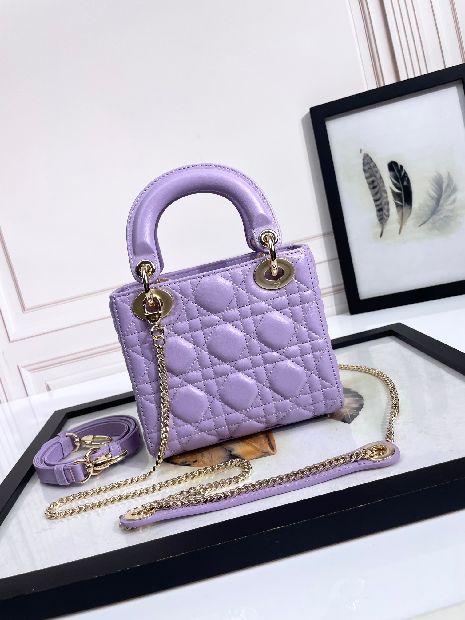 Mini Lady Dior Bag Purple Cannage Lambskin